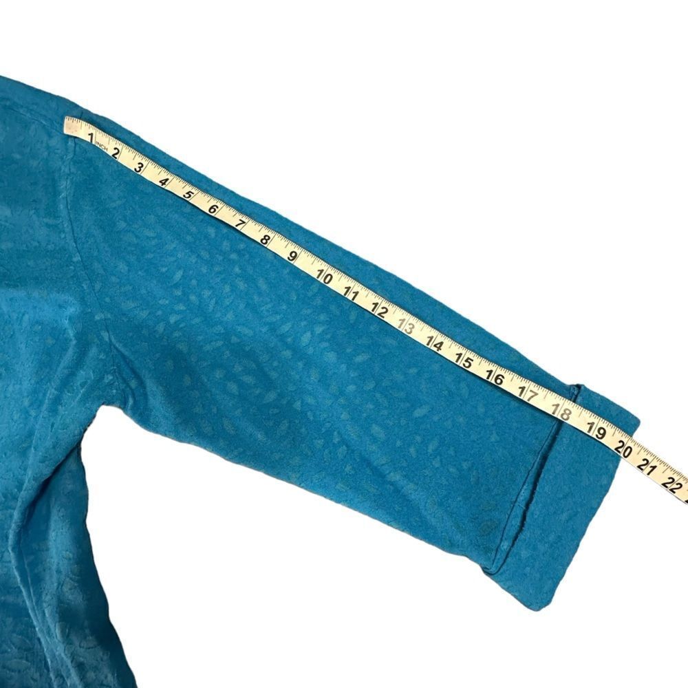 Vintage Sag Harbor Turquoise burn out leaf design 3/4 sleeve button down size 16 - Picture 10 of 10